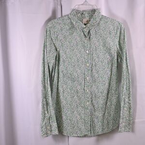 J Crew Womens XS Floral Graphics Long SLeeve Button Up Perfect Shirt Blouse